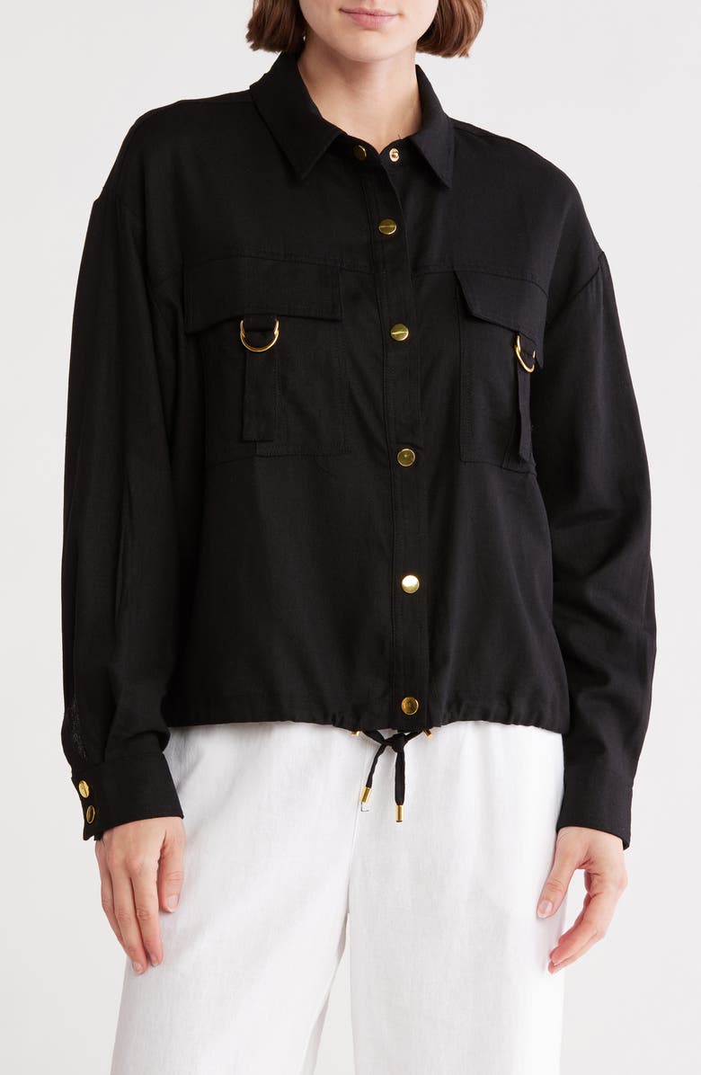 Ellen Tracy Crop Safari Jacket, Main, color, Black
