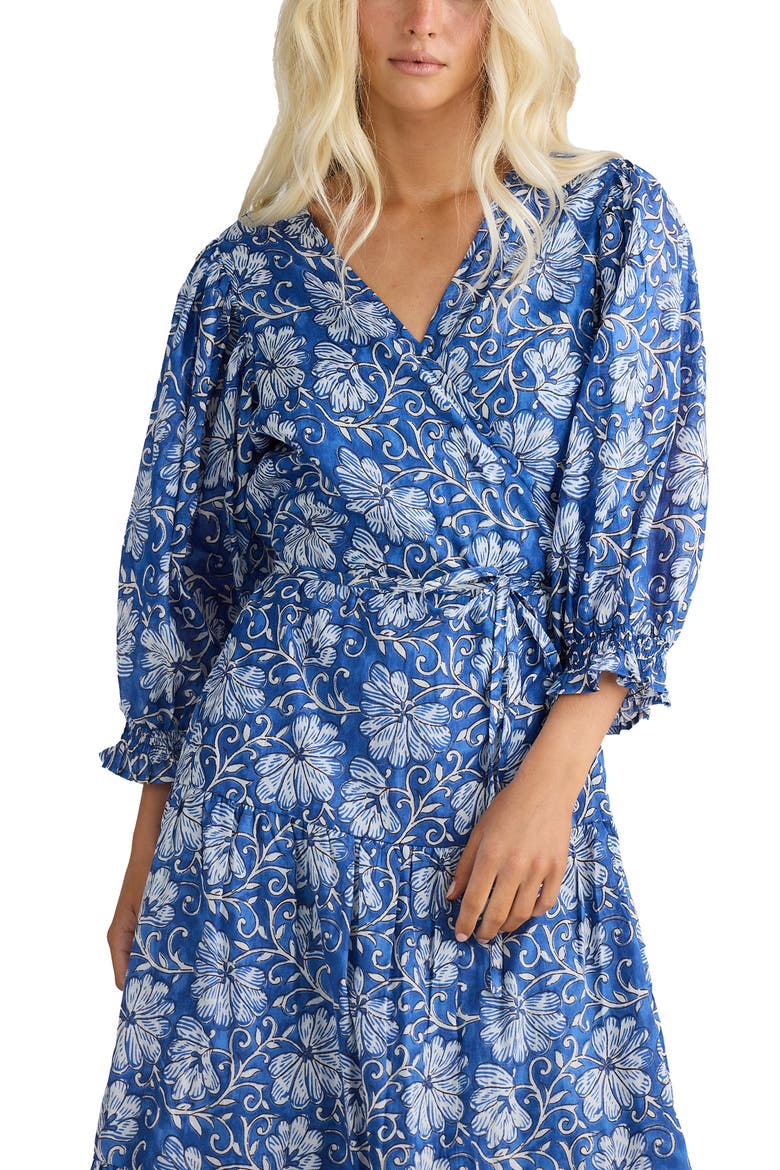 Tara Wrap Dress, Alternate, color, BLUE BLOSSOM