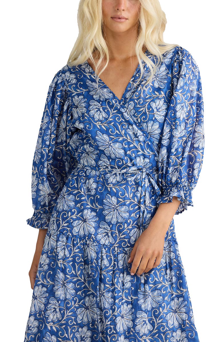 Talisman the Label Tara Wrap Dress, Alternate, color, Blue Blossom