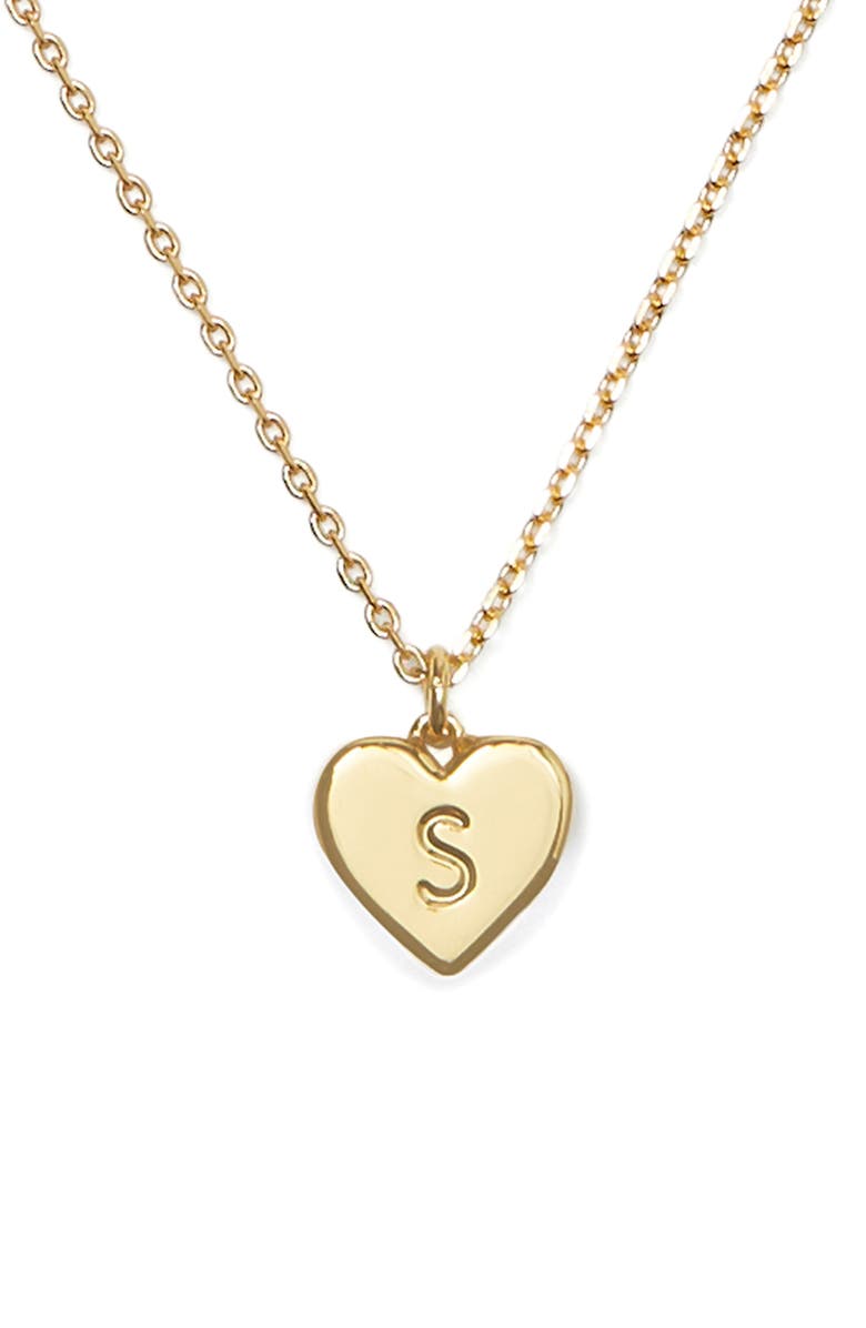 Kate Spade New York initial heart pendant necklace, Main, color, Gold - S