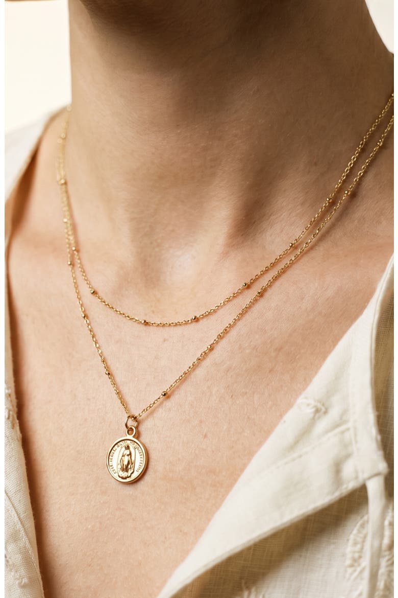 Guadalupe Double Layer Necklace, Alternate, color, GOLD