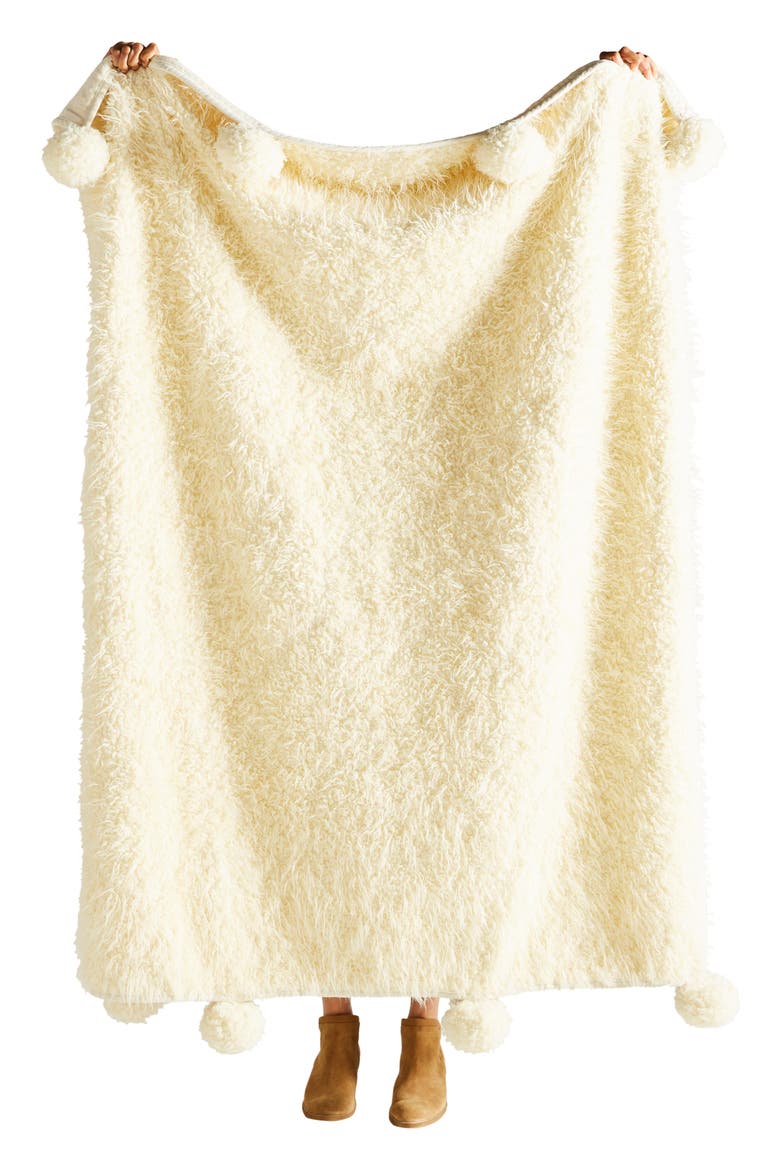 Anthropologie Bailey Faux Fur Throw Blanket, Alternate, color, IVORY