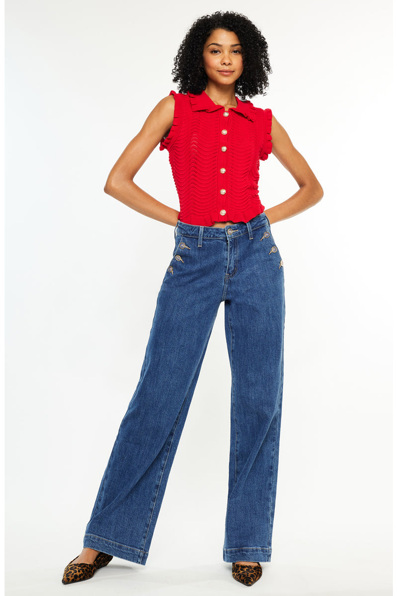 Sol High Rise Wide Leg Trousers, Alternate, color, Dark Wash