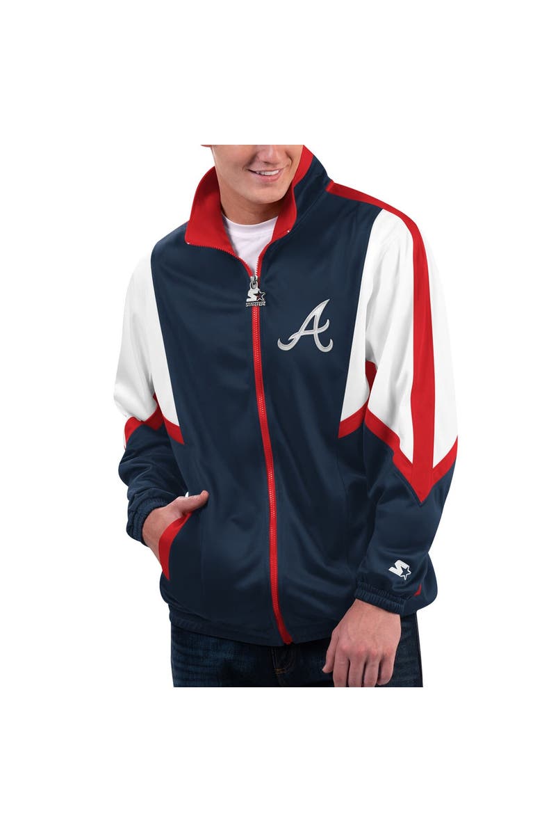 STARTER Men's Starter Navy Atlanta Braves Lead Runner Full-Zip Jacket, Alternate, color, 