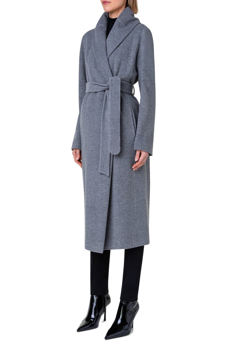 Akris punto Virgin Wool Blend Wrap Coat, Alternate, color, 