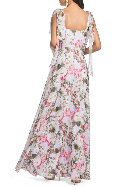 Sachin & Babi Pearl Floral Chiffon Gown