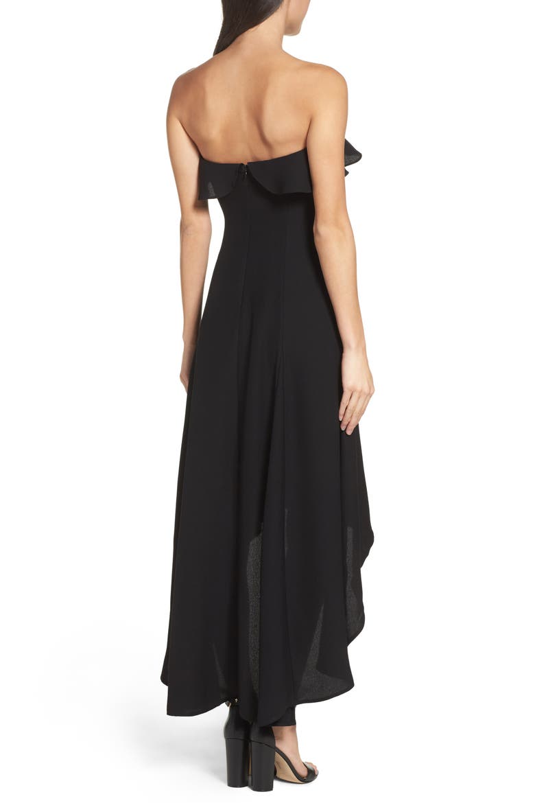 Ruffle Crepe High/Low Dress, Alternate, color, BLACK