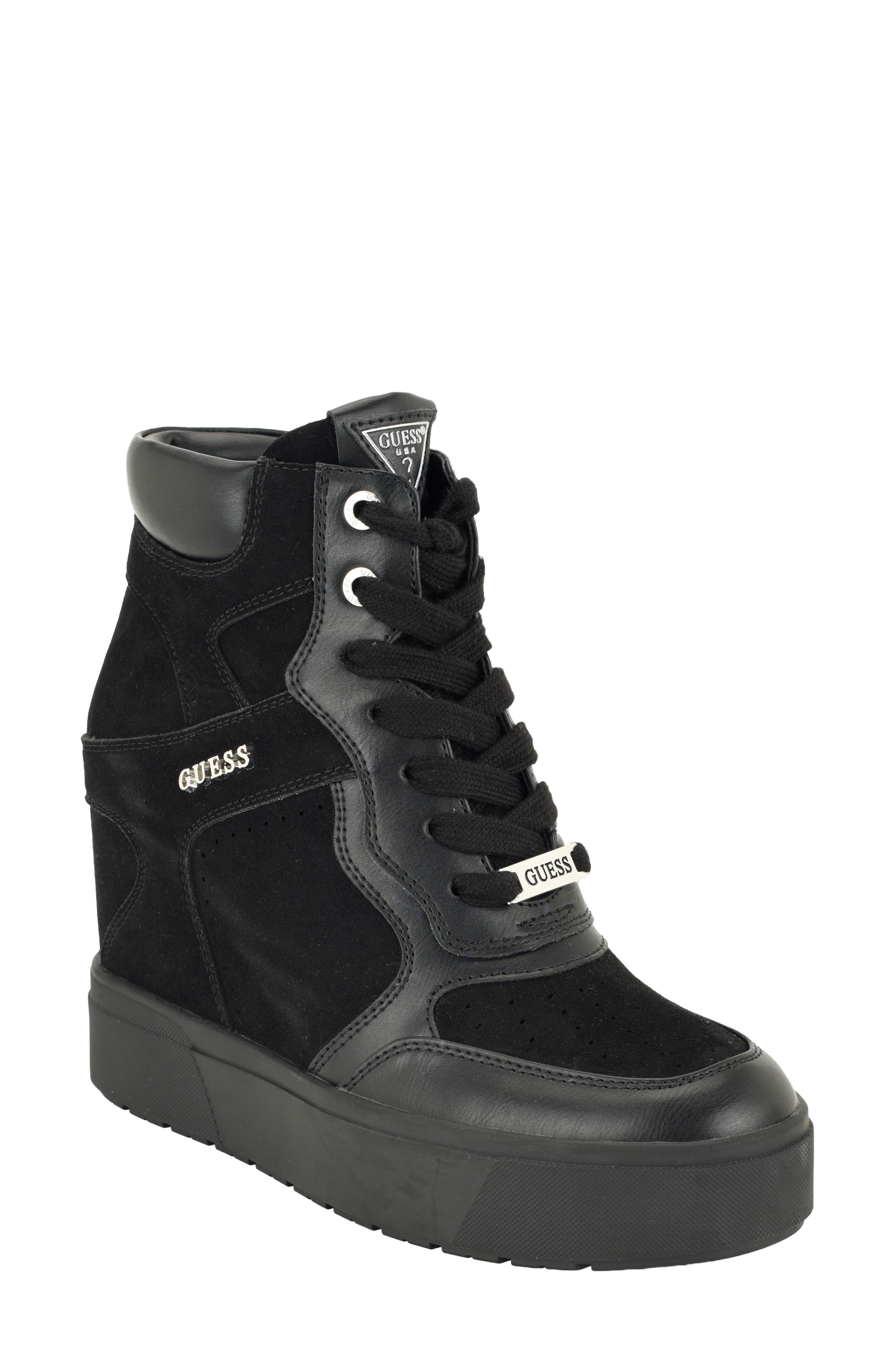 Guilley Wedge Sneaker, Main, color, BLACK
