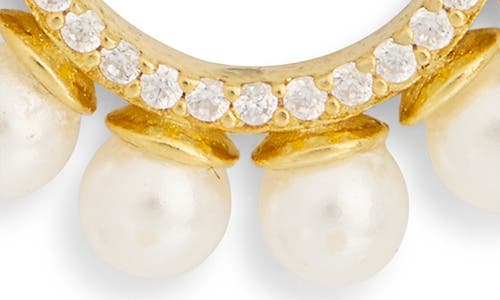 Argento Vivo Crystal & Faux Pearl Huggie Hoop Earrings In Gold