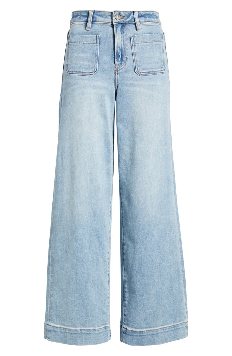 HIDDEN JEANS Patch Pocket High Waist Wide Leg Jeans, Alternate, color, Light Wash