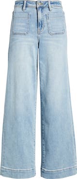 HIDDEN JEANS Patch Pocket High Waist Wide Leg Jeans