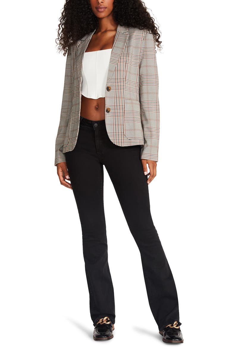 Talkshow Host Plaid Print Blazer, Alternate, color, BROWN PLAID MIX
