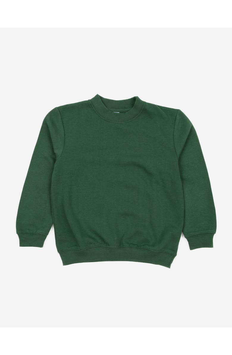 Leveret Kids Pullover Sweatshirt, Long Sleeve, Solid Colors, Main, color, Uniform Green