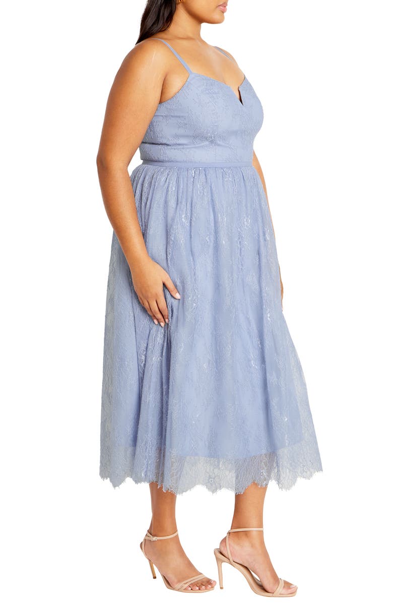 City Chic Serena Lace & Tulle Fit & Flare Midi Dress, Alternate, color, 