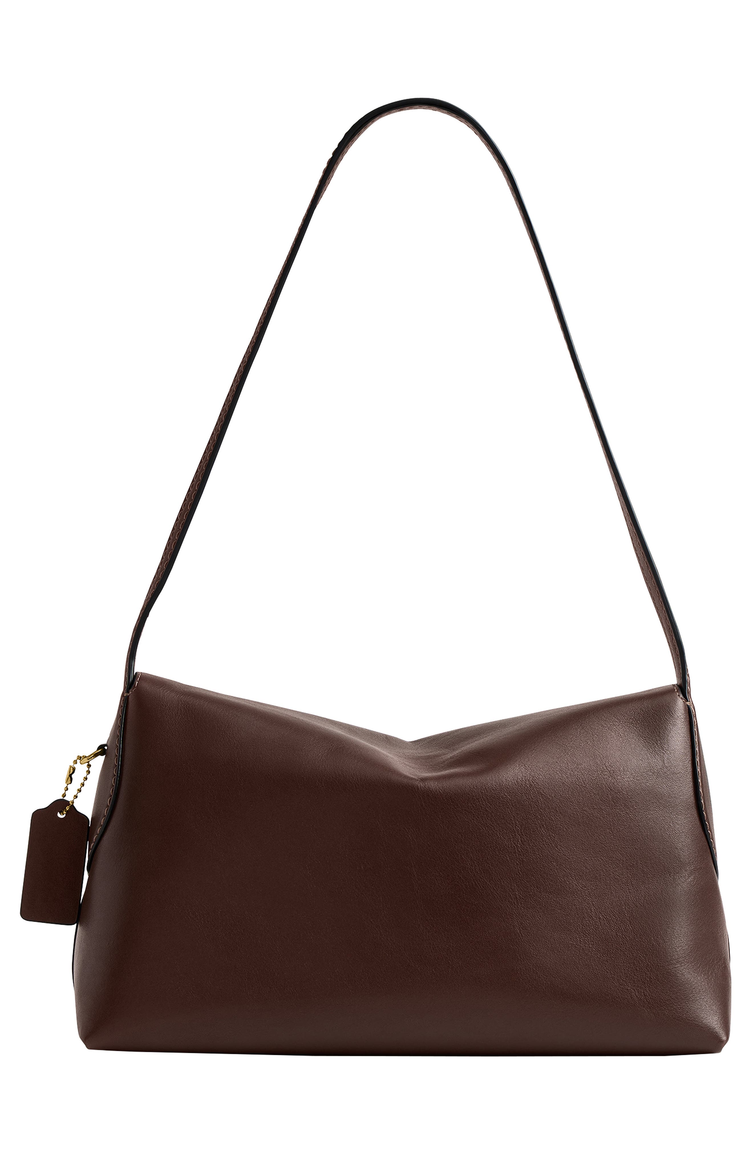 COACH Chelsea 30 Natural Grain Leather Shoulder Bag, Alternate, color, B4/Maple