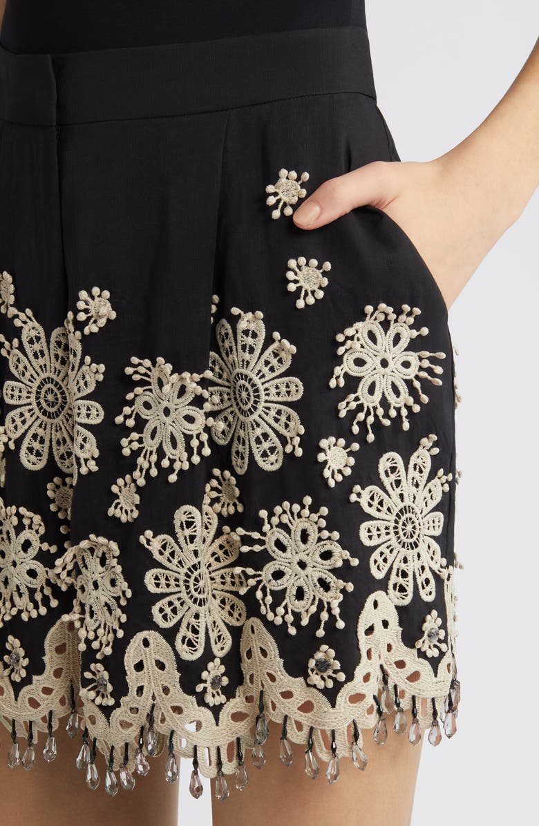 KOBI HALPERIN Annabel Embroidered Shorts, Alternate, color, Black