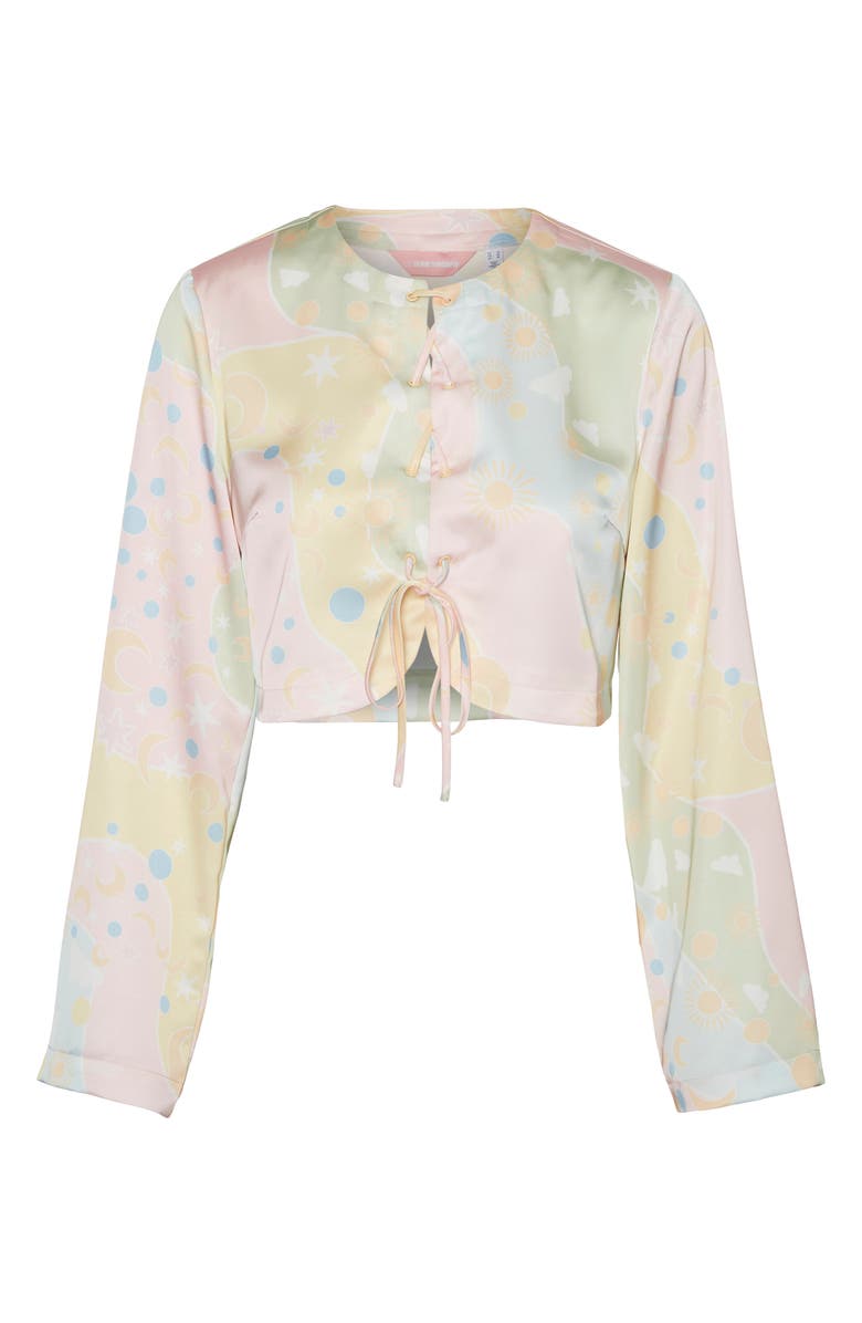 SOMETHING NEW Claudia Celestial Print Long Sleeve Crop Top, Alternate, color, 