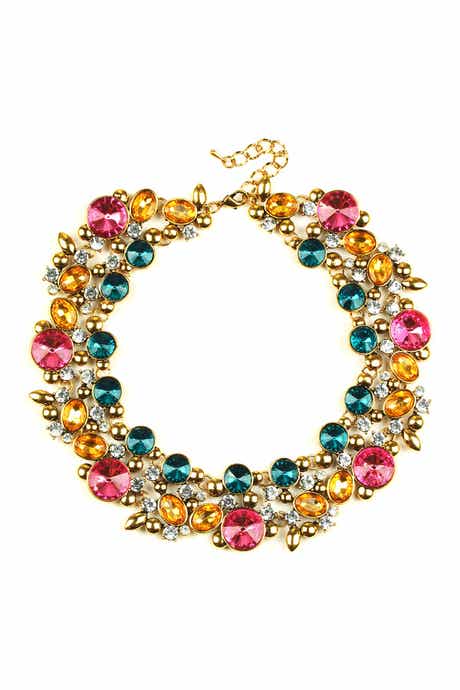 EYE CANDY LOS ANGELES Clementine Multicolored Enamel Chunky Collar Necklace