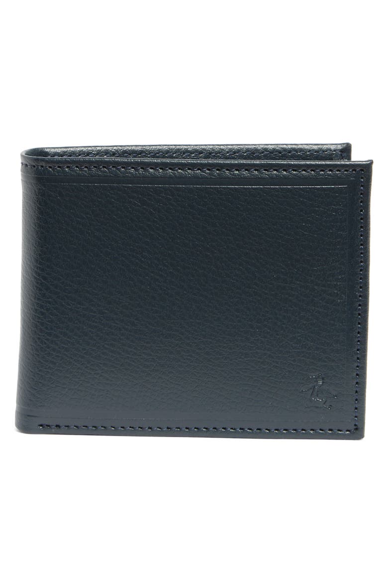 Pebbled Leather Bifold Wallet, Main, color, NAVY