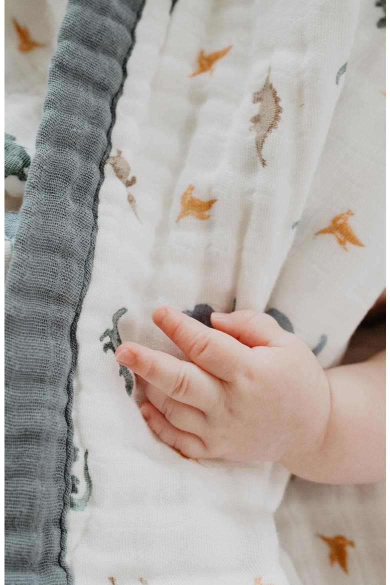 Organic Cotton Muslin Quilted Throw, Alternate, color, LITTLE DINO