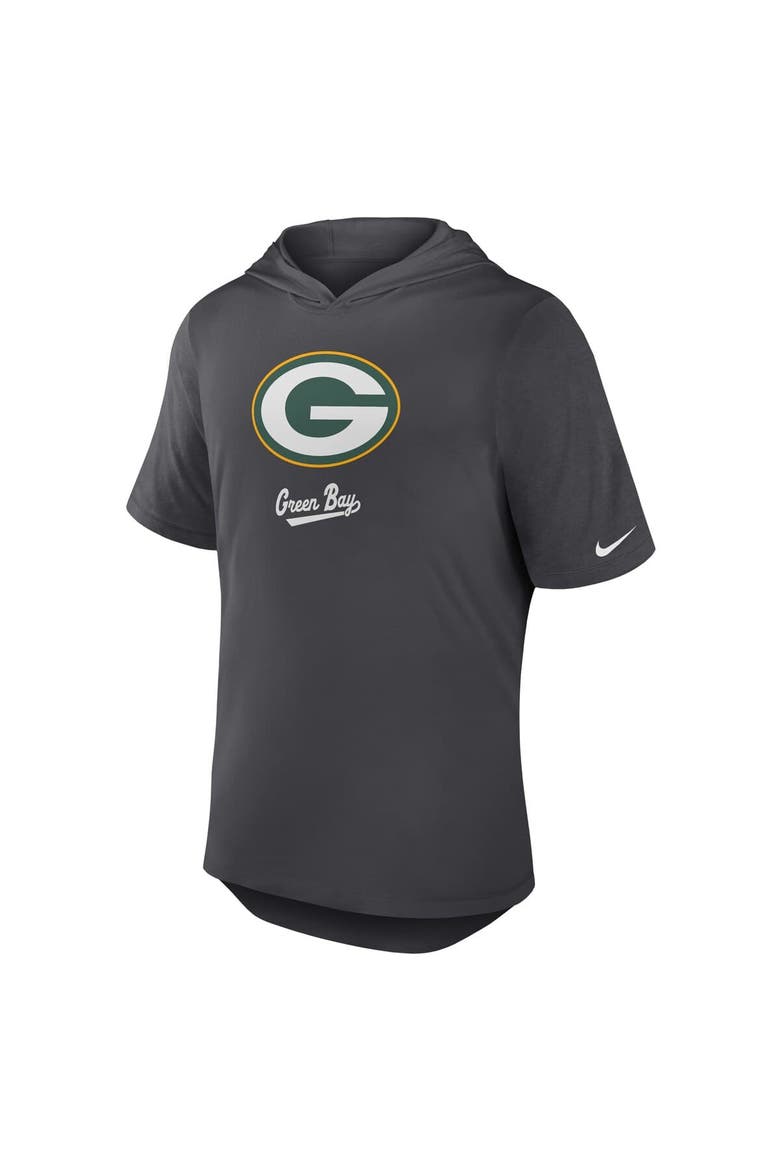 Men's Nike Anthracite Green Bay Packers Tri-Blend Performance Hoodie T-Shirt, Alternate, color, Anthracite