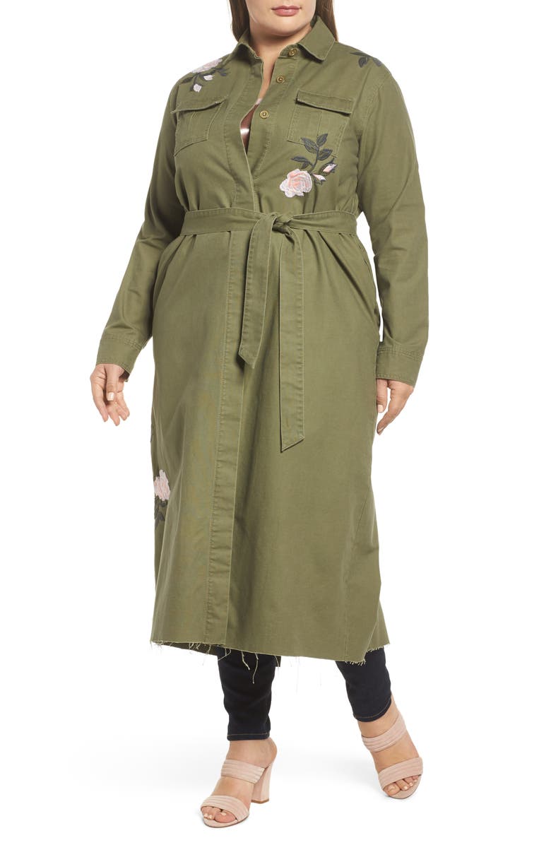 RACHEL Rachel Roy Embroidered Army Duster, Alternate, color, 