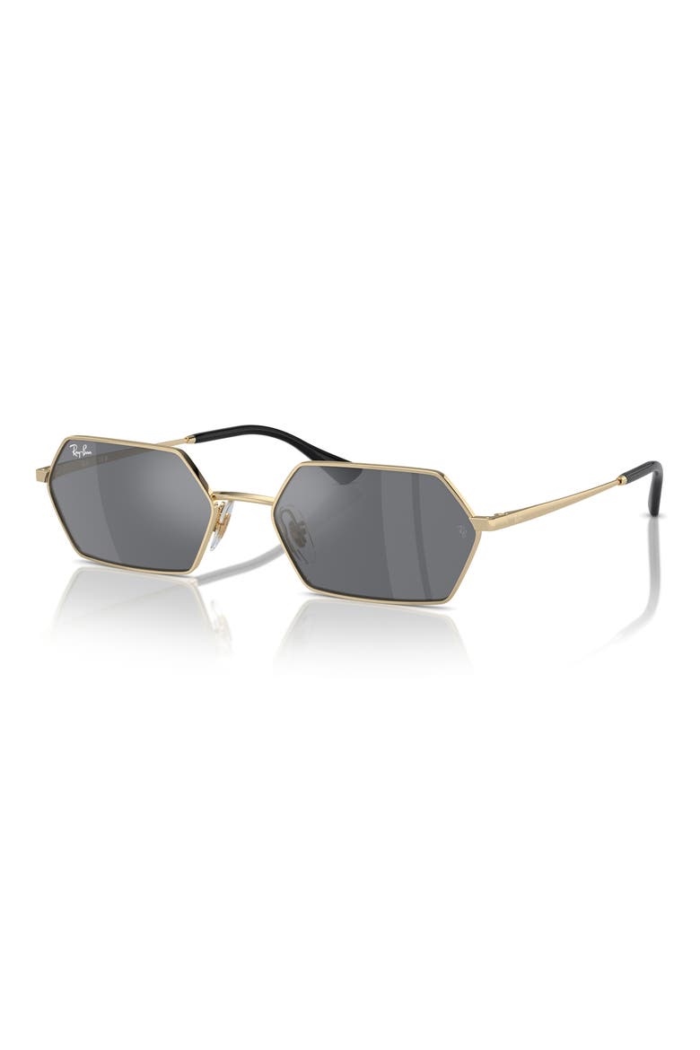 Yevi 58mm Rectangular Sunglasses, Alternate, color, LIGHT GOLD