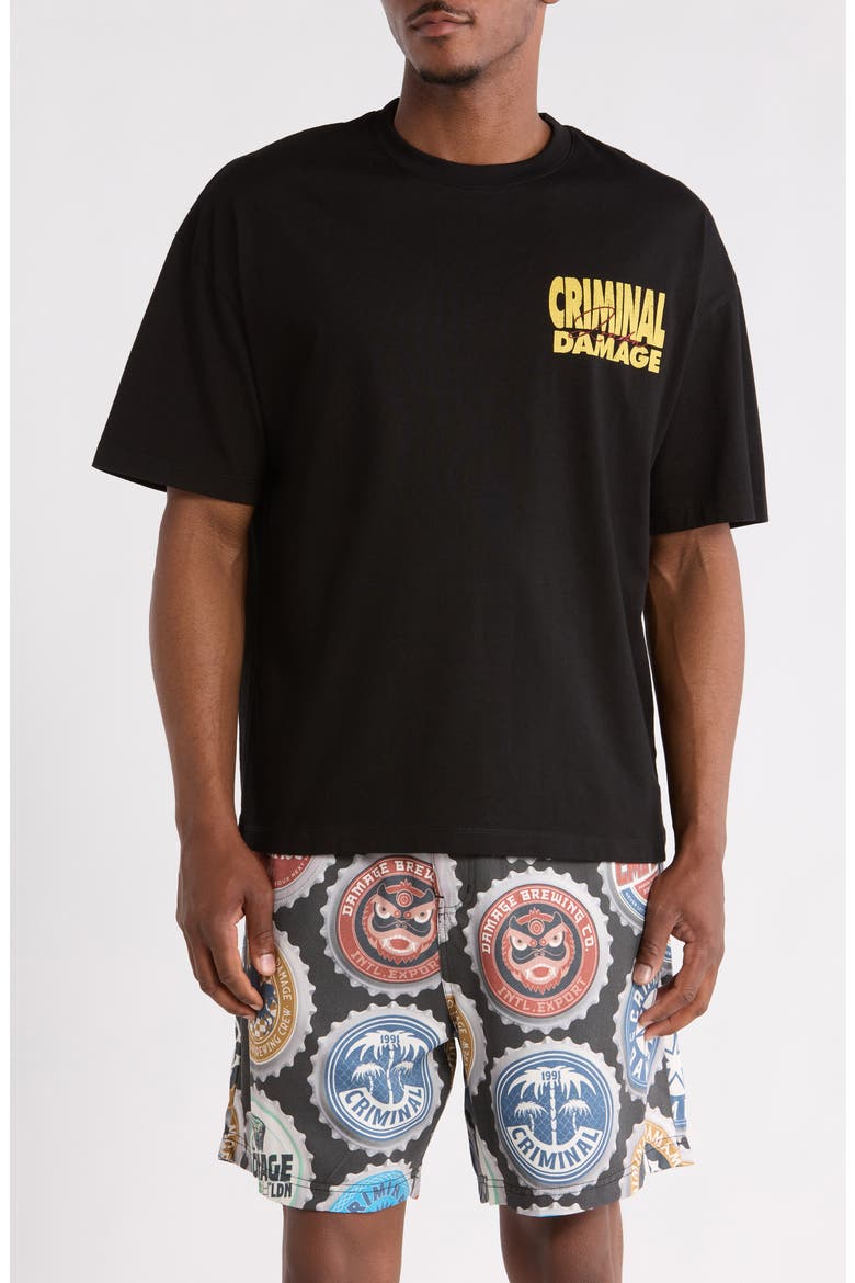 Everything Must Go Graphic Cotton T-Shirt, Main, color, BLACK/ YELLOW/ RED