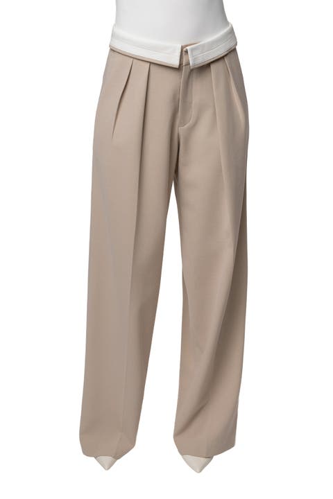Beige Command Pleat Trouser