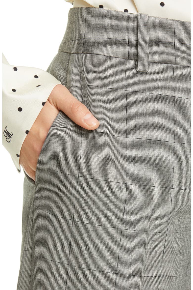 Cuff Hem Plaid Straight Leg Wool Blend Pants, Alternate, color, BLACK MUTLI
