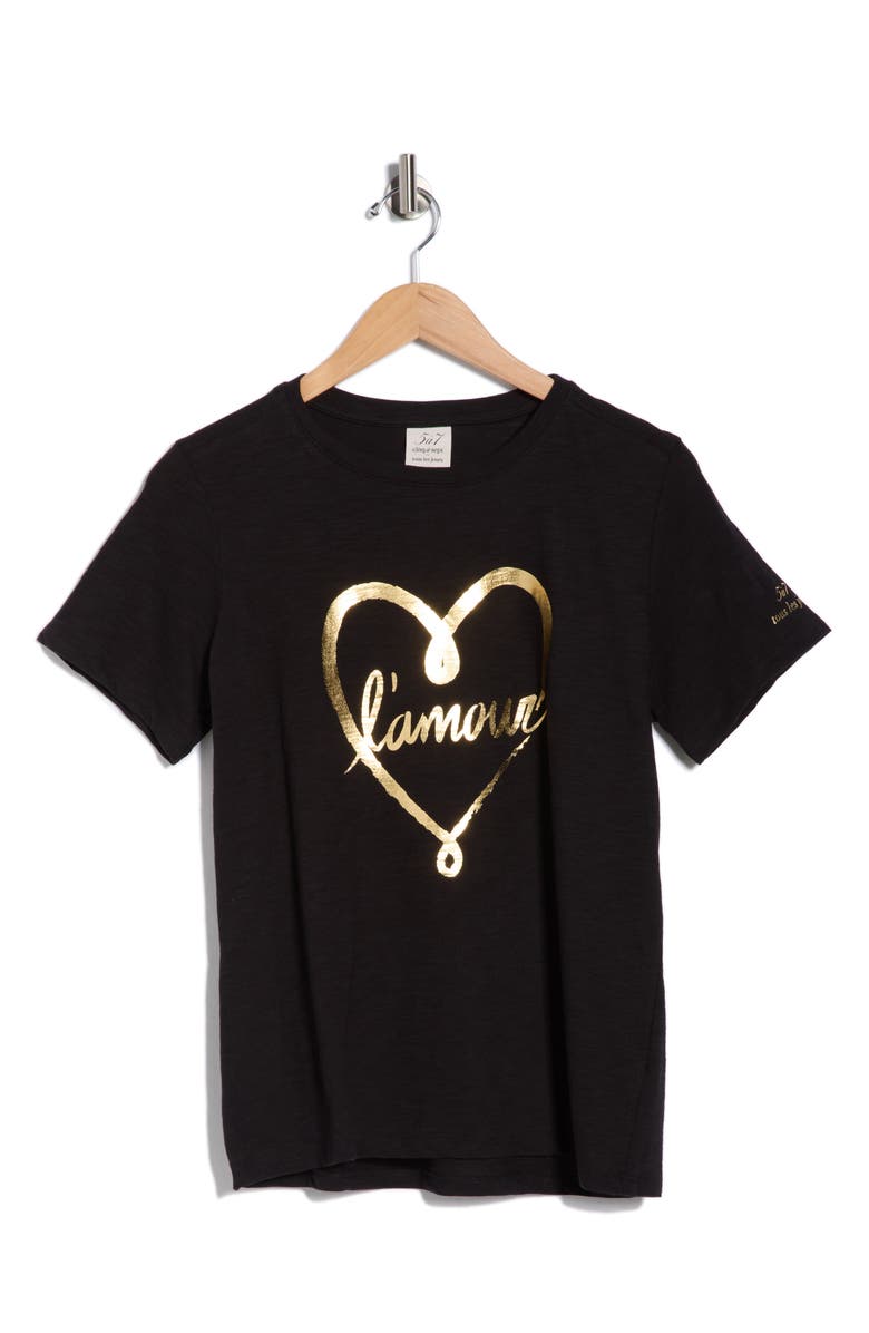 Cinq à Sept L'Amour Graphic T-Shirt, Alternate, color, Black/ Gold