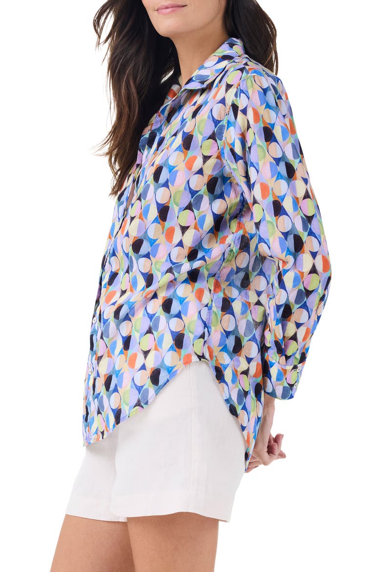 Social Circles Relaxed Cotton Button-Up Shirt, Alternate, color, BLUE MULTI