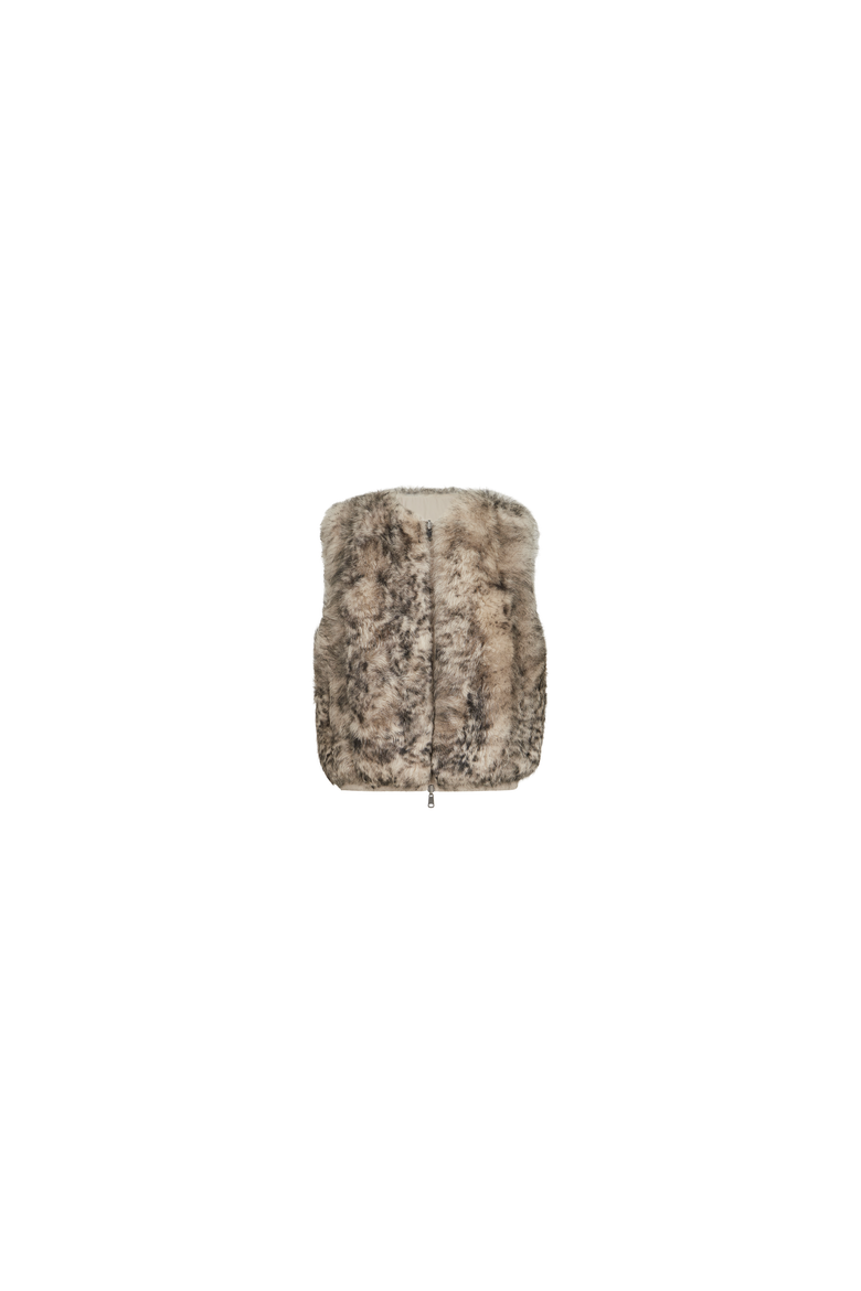 Lynx-effect shearling reversible vest, Alternate, color, Light Brown