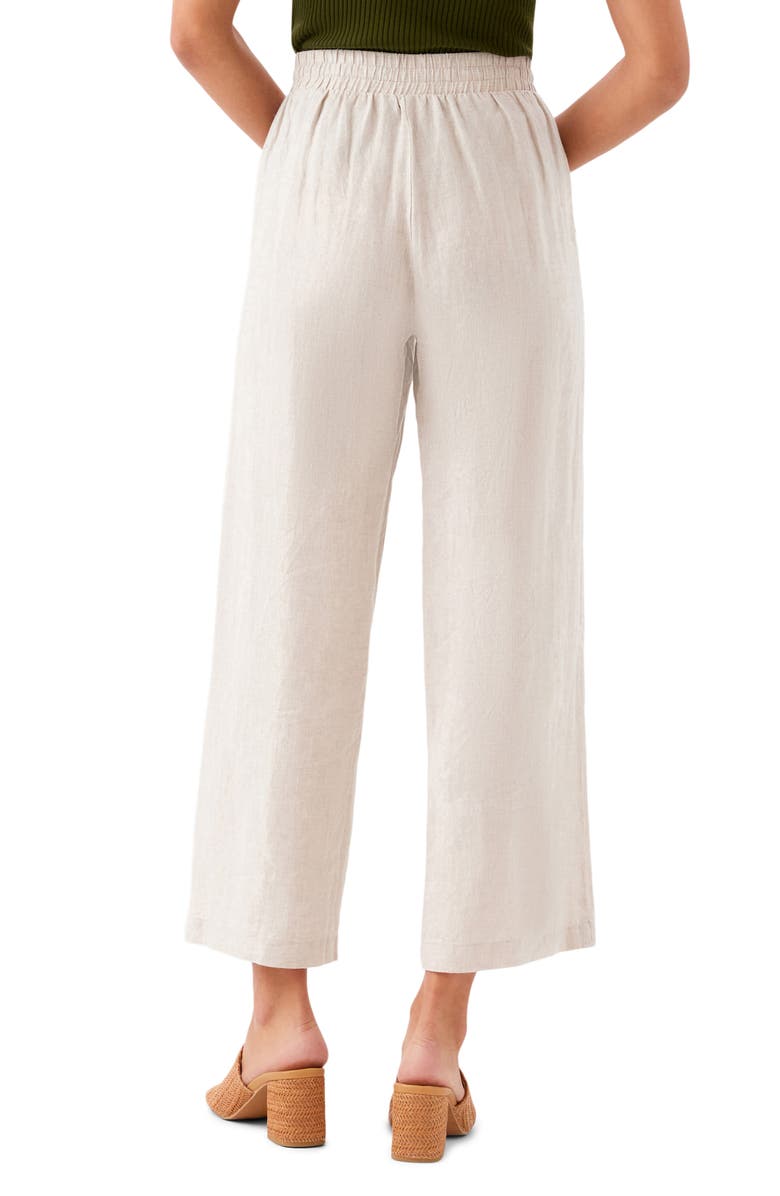 Karen Kane Wide Leg Drawstring Linen Pants, Alternate, color, Oatmeal