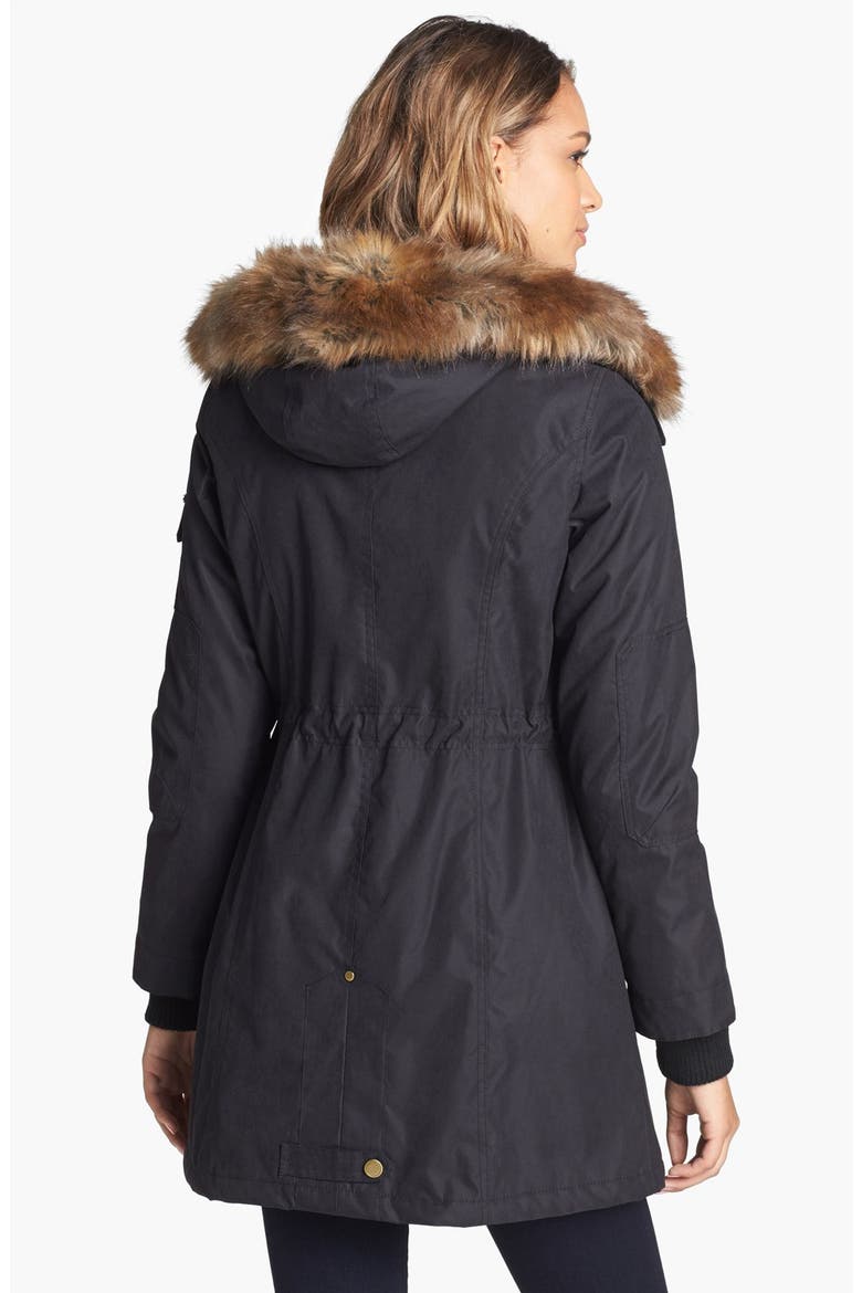 Faux Fur Trim Parka, Alternate, color, BLACK