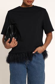 Petal & Pup Darleah Feather Trim T-Shirt