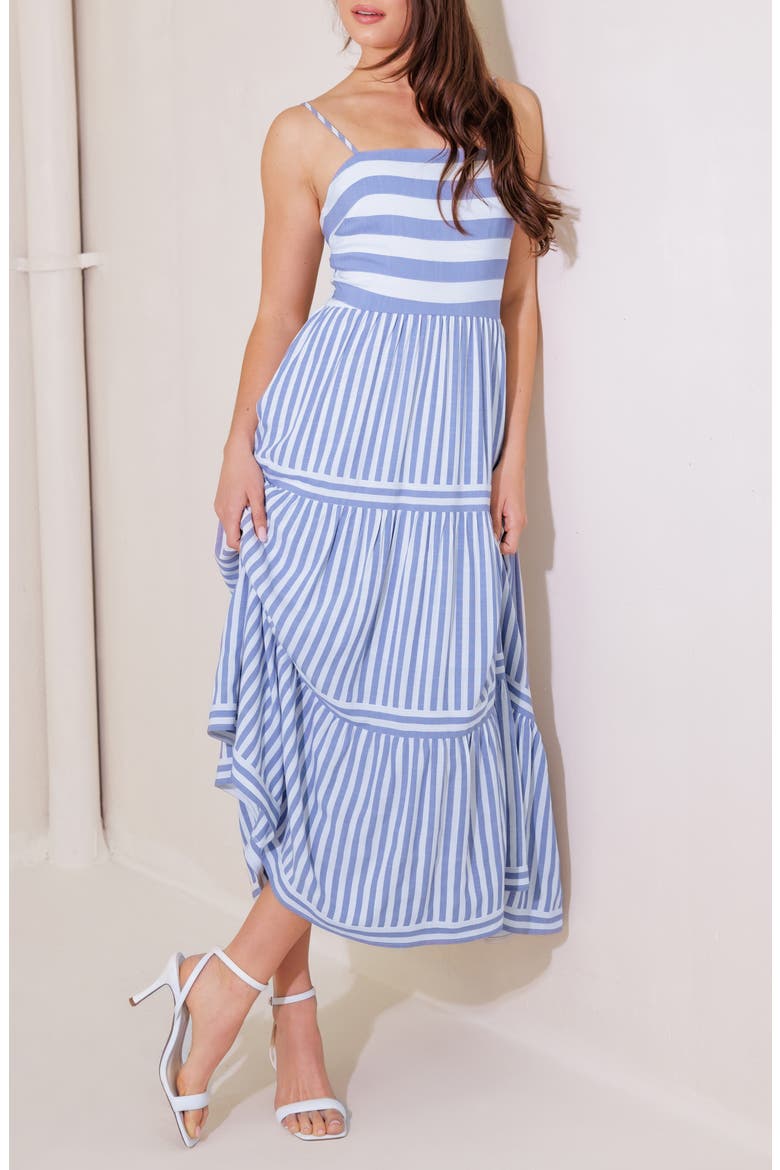 Stripe Maxi Sundress, Alternate, color, BLUE/ WHITE