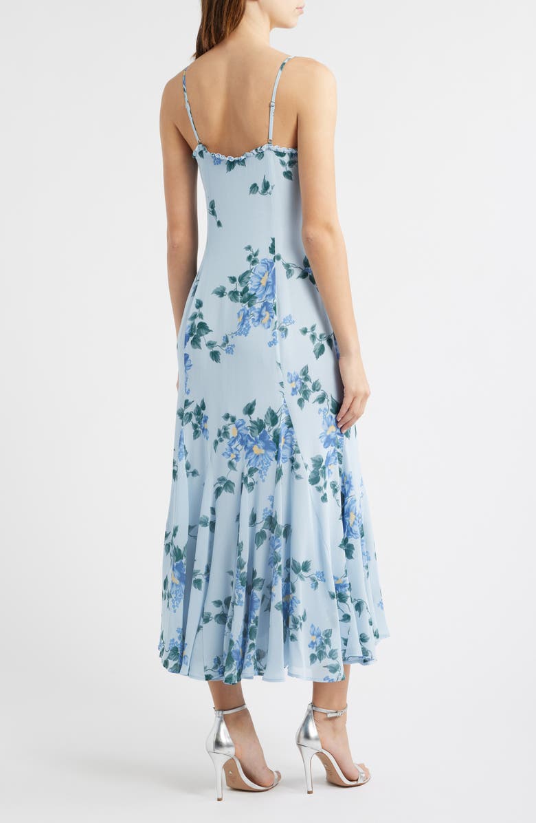 Reformation Lilibet Floral Ruffle Trim Midi Dress, Alternate, color, Fresh Air