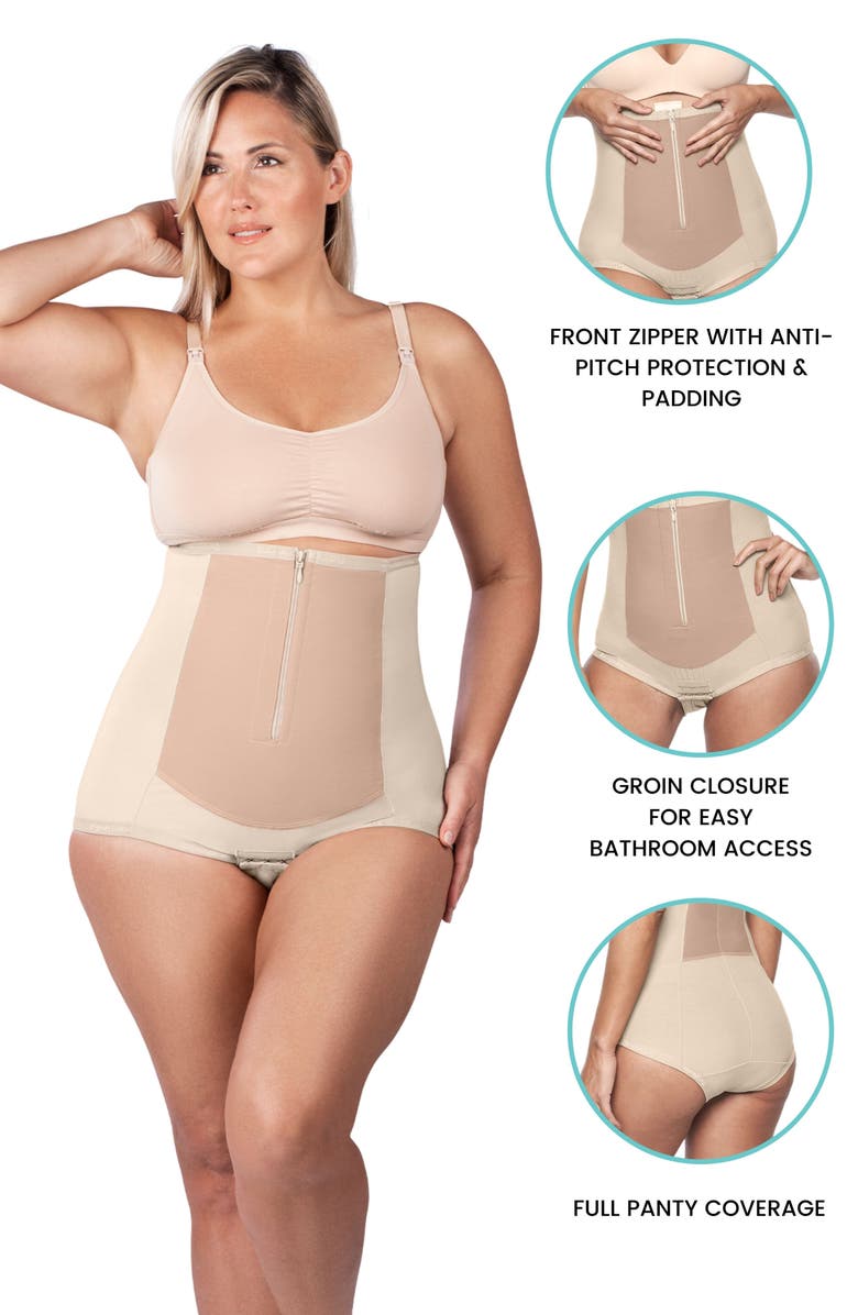 Bellefit Postpartum Front Zip Girdle, Alternate, color, Beige