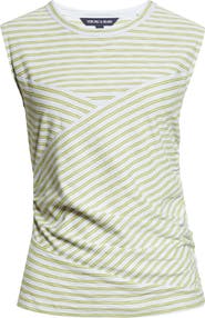 Veronica Beard Johana Stripe Side Ruched T-Shirt