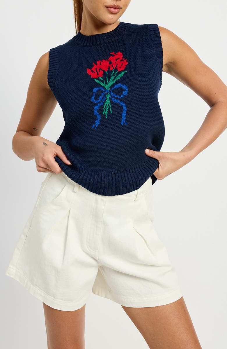 En Saison Junipre Floral Intarsia Sweater Vest, Main, color, 
