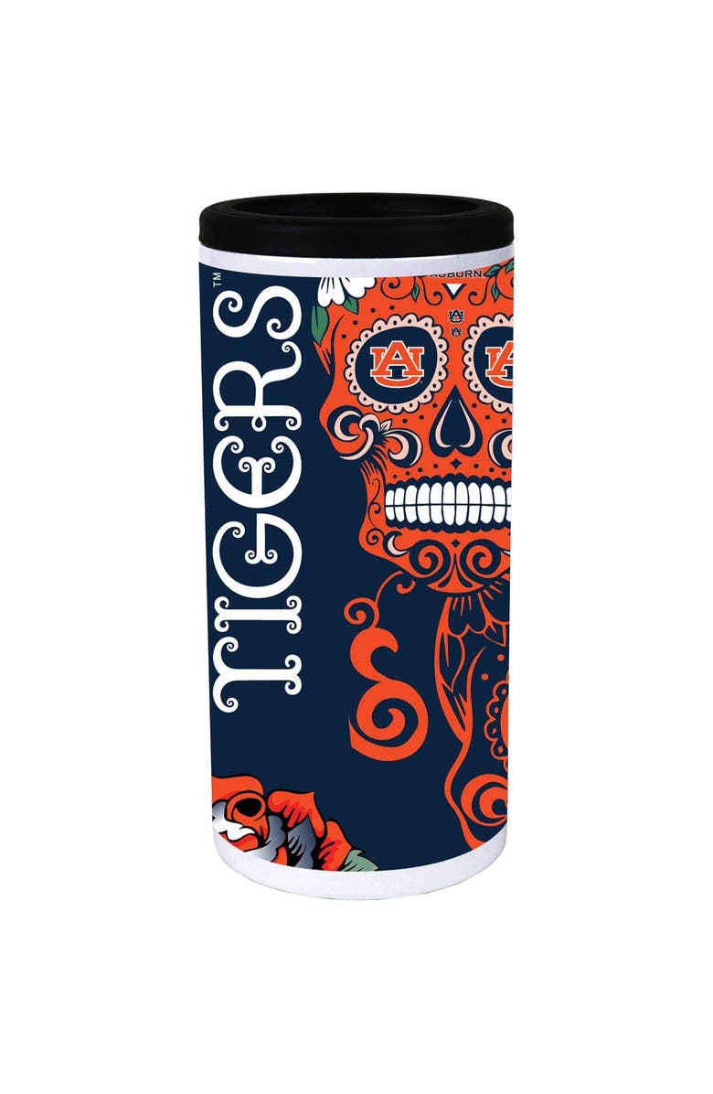 INDIGO FALLS Auburn Tigers Dia Stainless Steel 12oz. Slim Can Cooler, Main, color, White
