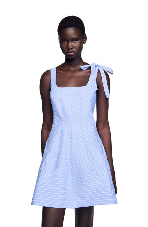 Sandro Short Striped Dress In Blue