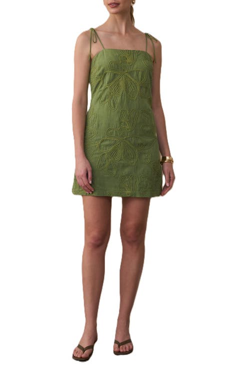 Embroidered Tie Strap Mini Sundress