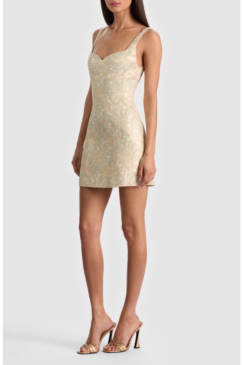 Eve Metallic Brocade Minidress, Alternate, color, OFF WHITE/ SAGE