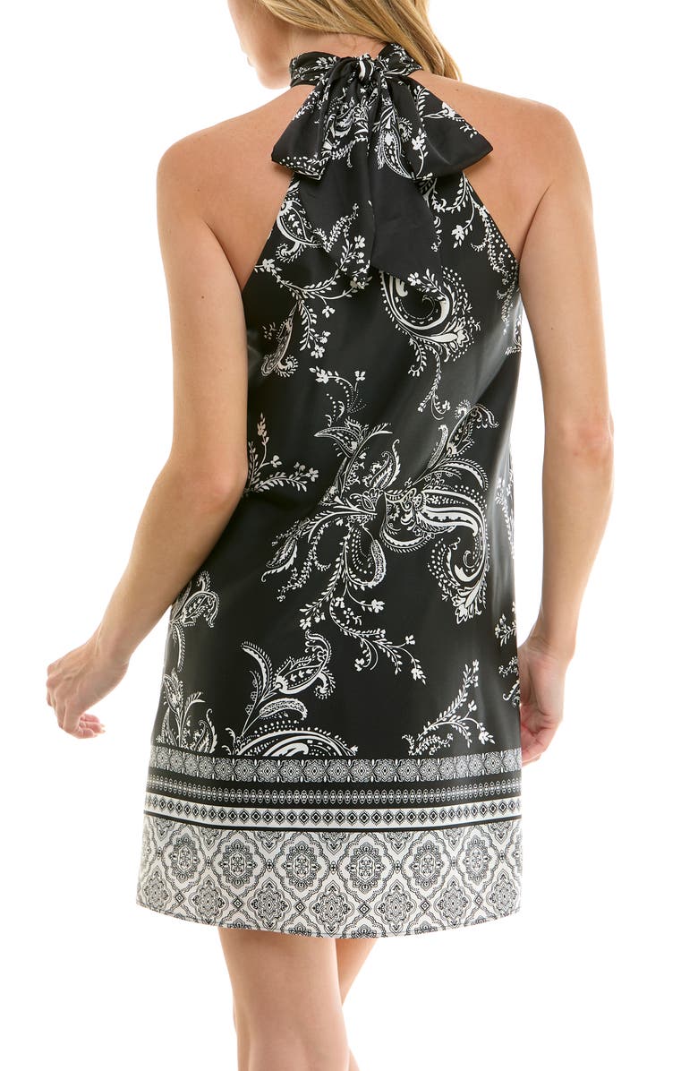 Socialite Satin Halter Minidress, Alternate, color, Black Ivory