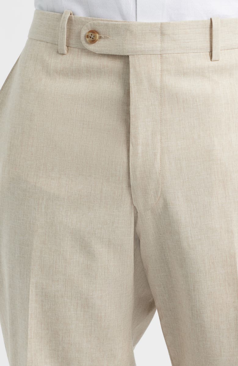 Peter Millar Harker Flat Front Light Tan Wool & Cotton Mélange Dress Pants, Alternate, color, Tan
