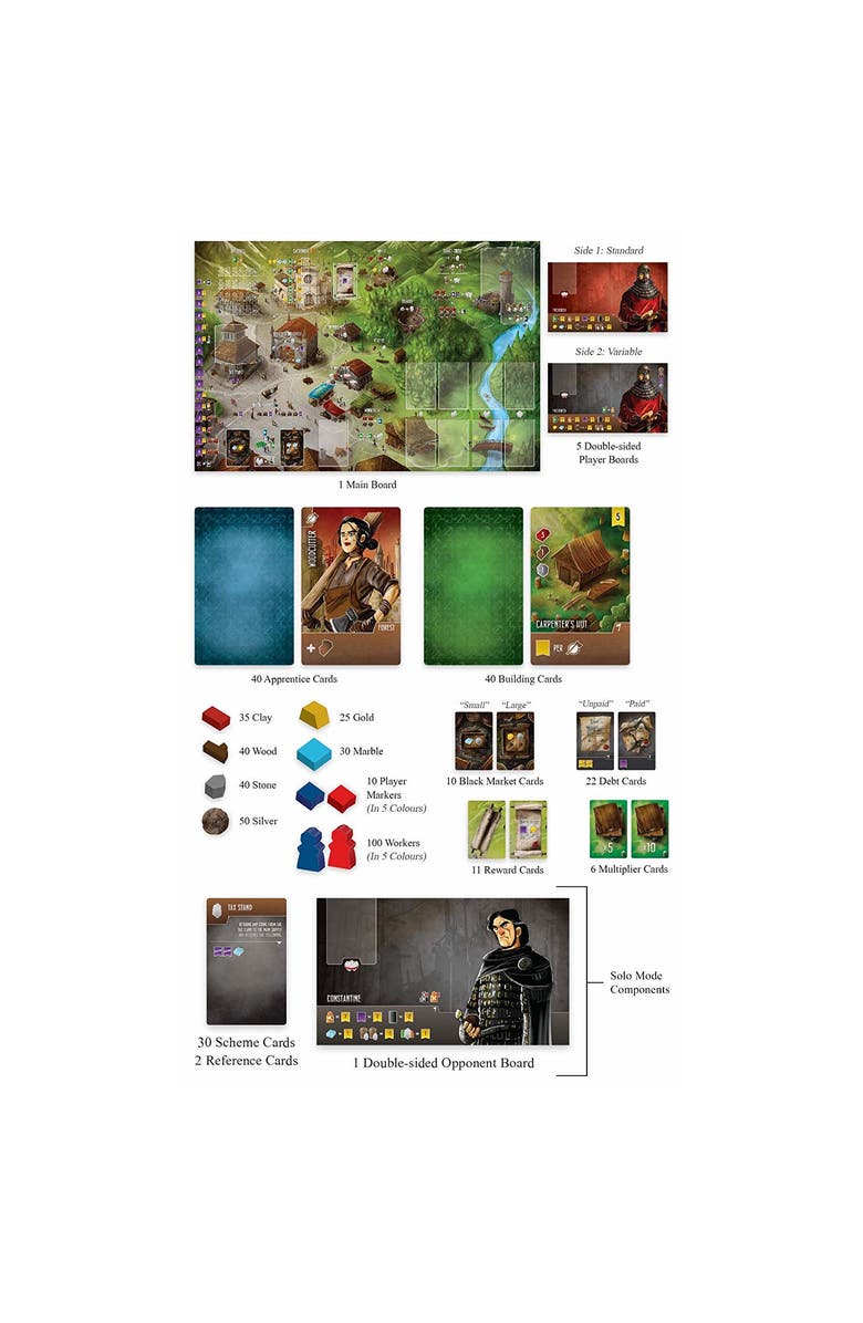 Renegade Game Studios Architects of the West Kingdom Game, Alternate, color,