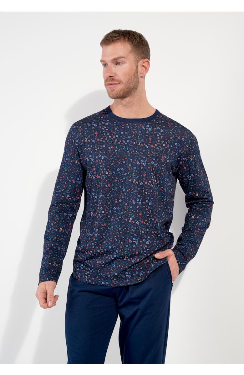 HOM Broceliande Long Pajama Set, Alternate, color, Navy Print