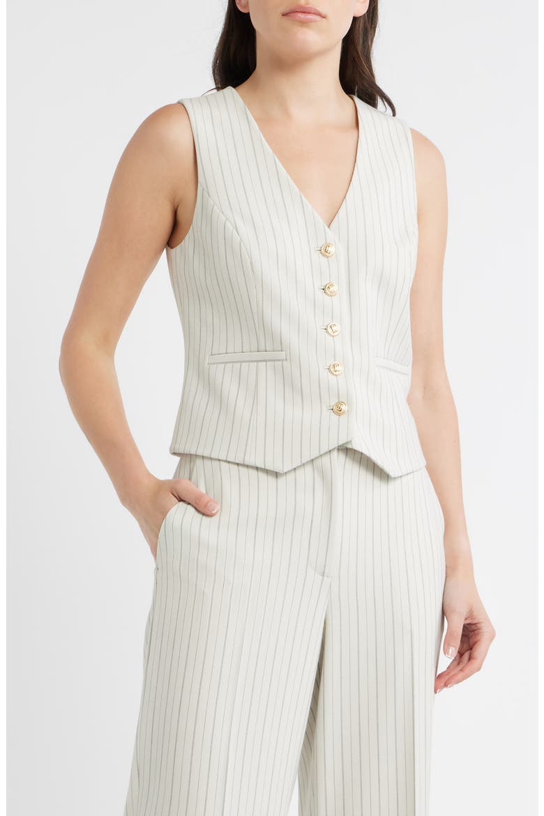 The Liliana Pinstripe Vest, Main, color, TAN WITH BLACK PINSTRIPE